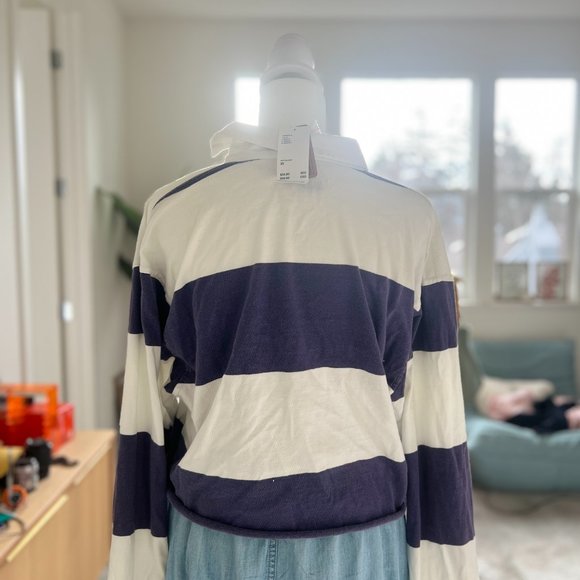 Urban Outfitters BDG Striped Jefferson Cropped Shirt Purple Stripe - Picture 7 of 8